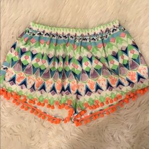 Colorful Pom Pom Umgee Shorts
